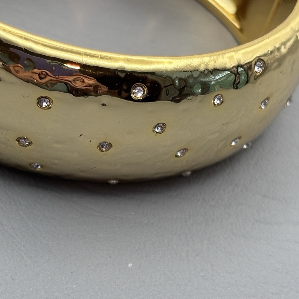 Talbots‎ Gold Tone Rhinestone Hinged Bracelet - Picture 6 of 13
